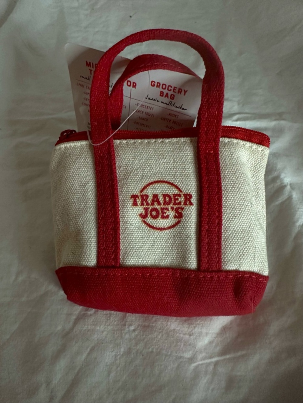 Trader Joe's Red & Cream Canvas Tote